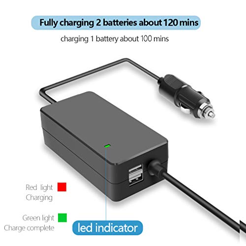 Hanatora Battery Car Charger for DJI Phantom 4/Pro V2.0/Pro+/Advanced/Advanced Plus/Obsidian Drone Battery and Remote Controller, USB Portable Multiple Rapid Charging Hub Accessories