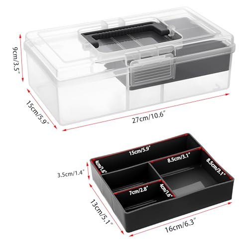 JUXYES Clear Art Craft Supply Storage Bin Sewing Box With Handle Lid - color: Black, size: 1 Pack