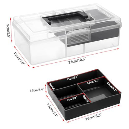JUXYES Clear Art Craft Supply Storage Bin Sewing Box With Handle Lid - color: Black, size: 1 Pack