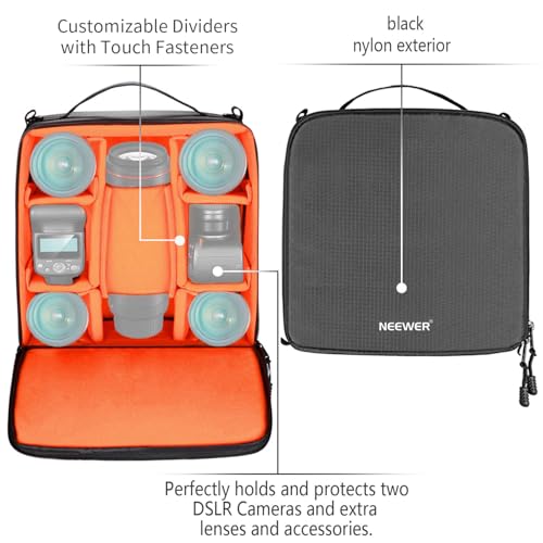 NEEWER® Flexible Partition Camera Padded Bag Insert Protection Handbag for SLR DSLR Mirrorless Cameras and Lenses,Flash Light,Radio Trigger,Battery and Charger,Cables and Other Camera Accessories - style: Nb-pt