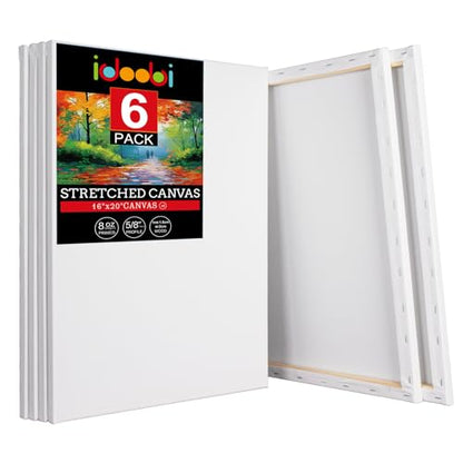 6 Pack 16x20 Stretched Canvases for Painting - size: 16x20 (6Pack)
