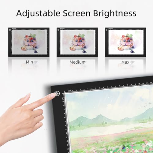 VALUCKY A4 Light Box for Tracing, Ultra-Thin LED Light Board, 3 Level Adjustable Brightness Drawing Light Pad for Artists, Drawing, Animation, Diamond Painting, Calligraphy