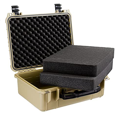 Eylar Standard 16" Gear, Equipment, Hard Camera Case Waterproof with Foam TSA Standards - color: Tan