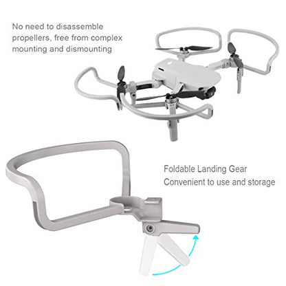 Upgraded Version 2 in 1 Mavic Mini 2 Propellers Guard Rings with Foldable Landing Gear Quick Release Extension Leg Protection Accessory for DJI Mavic Mini 1/Mini 2 /Mini SE Drone(Grey) - color: Propeller Guards