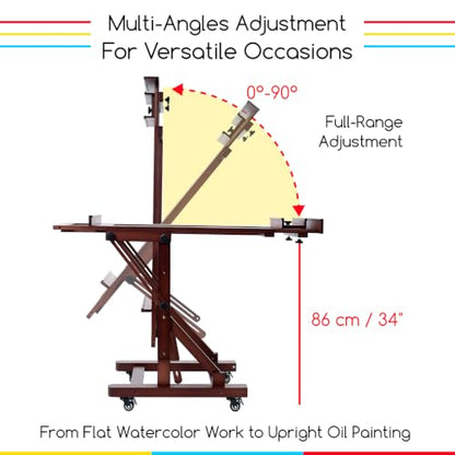 MEEDEN Large Art Painting Easel: Holds Canvas Up to 79" for Studio Drawing - color: Deep Walnut