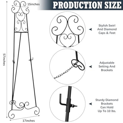 GlikCeil 57" Black Metal Scroll Easel Stand for Wedding Sign Display - color: Black