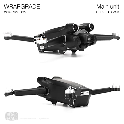 WRAPGRADE Skin Stickers Compatible with DJI Mini 3 Pro | Main Unit (Stealth Black) - color: Stealth Black