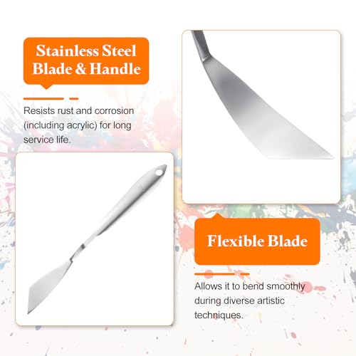 HARFINGTON 2pcs Palette Knife Painting Tool 8.39" Stainless Steel Silver