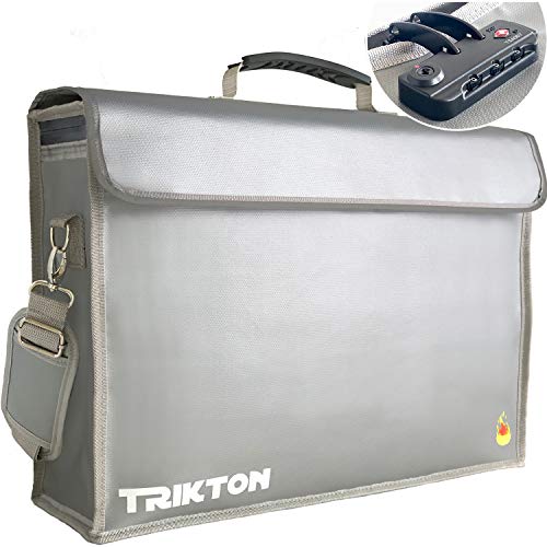 Fireproof & Waterproof Document Bag XXL 17.5x13x5 with TSA Lock, High-Viz Design, Flexible Fireproof Bag for A3 & Legal Size Files, Developed by USA Engineers & Firefighters, Travel Ready - color: Silver with Lock