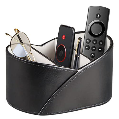 PU Leather TV Remote Control Holder,Pen Caddy/Cup,Art Supplies Organizer - color: Black