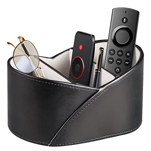 PU Leather TV Remote Control Holder,Pen Caddy/Cup,Art Supplies Organizer - color: Black