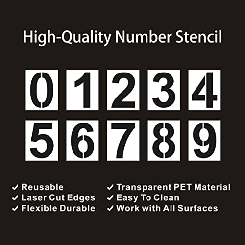 8 Inch Number Stencils Plastic Number Stencils Reusable Digital Painting Templates for Cake Stencil Address Templates - size: 8 Inch