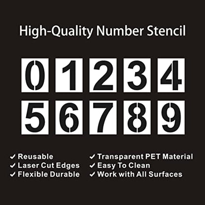 7 Inch Number Stencils Plastic Number Stencils Reusable Digital Painting Templates for Cake Stencil Address Templates - size: 7 Inch