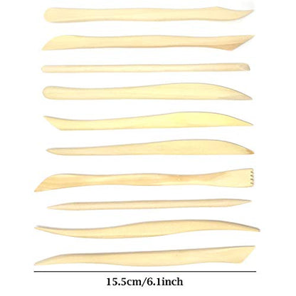 Honbay 10-Piece Double Ended Wooden Mini Modeling Tools Clay Sculpture Tools for Cutting, Carving and Smoothing
