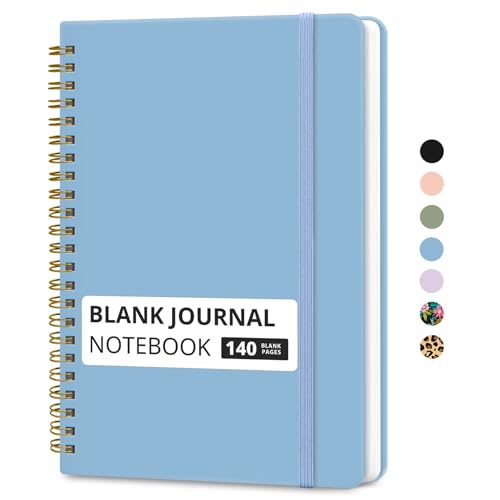 Taja Blank Spiral Notebook for Work, 5.7"x7.9" Spiral Plain Sketch Notebook - color: D-Blue, style: d-Blank