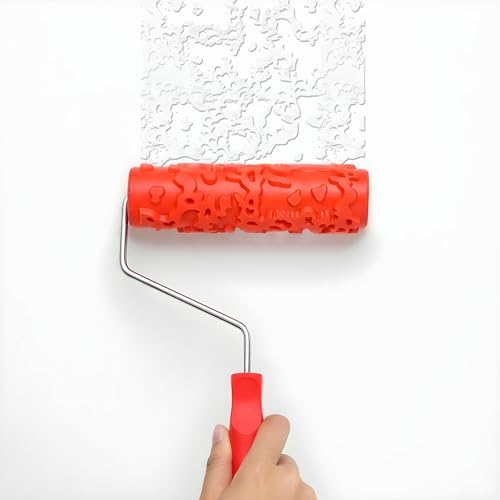 2 Pcs 7'' Textured Paint Roller, Rubber Pattern Paint Texture Roller Drywall Texture Rollers for Ceiling Mud Clay Furniture Wall Decoration(EG323T)