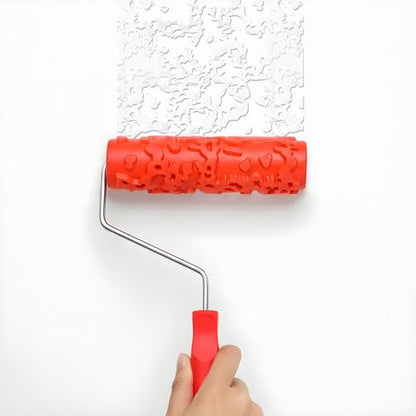 2 Pcs 7'' Textured Paint Roller, Rubber Pattern Paint Texture Roller Drywall Texture Rollers for Ceiling Mud Clay Furniture Wall Decoration(EG323T)