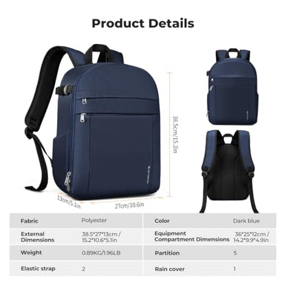 K&F CONCEPT Camera Backpack, DSLR/SLR/Mirrorless Photography Camera Bag - color: 05-Blue