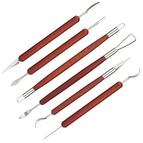 Amrules 6 Pcs Double-Ended Clay Carving Tools Set for Adults, Red - color: Red-Sculpting-6Pcs
