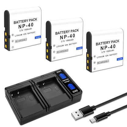 3Pack NP-40 Battery USB Dual-Channel Charger for Casio NP-40 Exilim EX-Z400