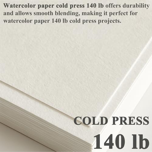 SuFly Water Color Paper 5"x 7", 140lb Cold Press Watercolor Paper_64 Sheets