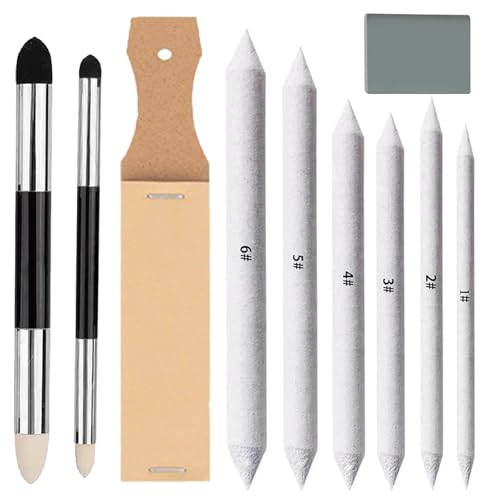 N NOROCME 10 PCS Blending Stumps,Sponge Pens and Sandpaper Pencil Sharpener - size: 10 count