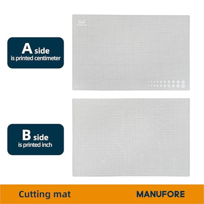 MANUFORE Cutting Mat A3, A4, A5 Set Centimeter and Inch Scale Self Healing