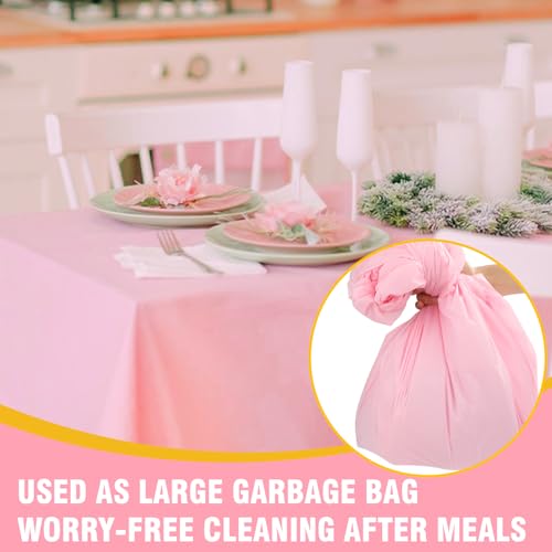 RowinsyDD 50 Pack Pink Plastic Tablecloth, Plastic Table Cloths Disposable - color: Pink