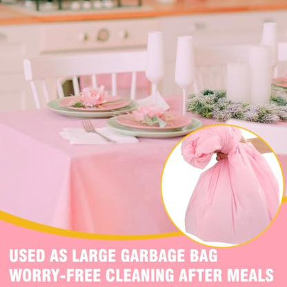 RowinsyDD 50 Pack Pink Plastic Tablecloth, Plastic Table Cloths Disposable - color: Pink