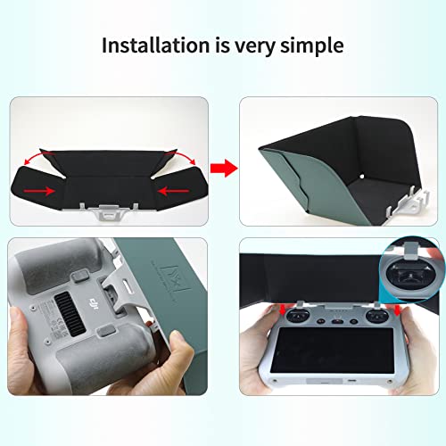 Hanatora Sun Hood Shade for DJI RC(Mavic 3 Classic/Pro,Mini 3/3 Pro Remote Controller),Foldable Monitor Sunshade Accessories