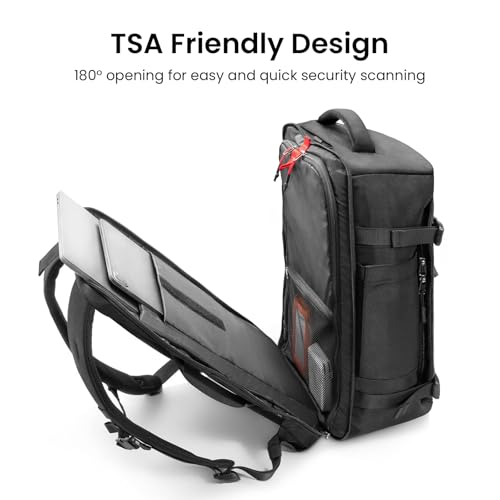 tomtoc Travel Backpack 40L, TSA Carry On Bag Flight Approved, PFAS Free - color: Black, size: 40L