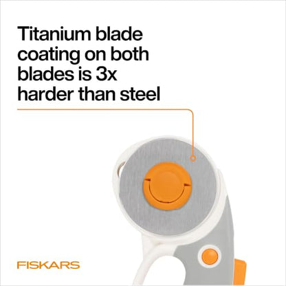 Fiskars 45mm/60mm DuoLoop Titanium Easy-Change Rotary Cutter for Fabric - color: DuoLoop, size: 45/60mm
