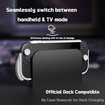 playvital for Switch 2 Beyond-Grip Dockable Case, Interchangeable FPS/Omni Ergonomic Grips + Military-Grade Drop Protective Cover + 2 Joystick Caps for Nintendo Switch 2 (White) - color: White