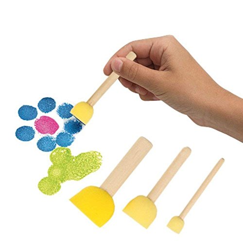 WAFJAMF 40 Pcs Round Sponges Brush Set 4 Sizes DIY Painting Tools Yellow - color: Yellow