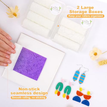 8 Pcs Non-Stick Polymer Clay Texture Rollers (Tropical & Coastal) - color: Tropical & Coastal