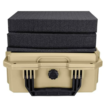 Eylar 13.8" Intact Series Compact Hard Camera Case, Lightweight and Durable Stacker Design with Foam - color: Tan