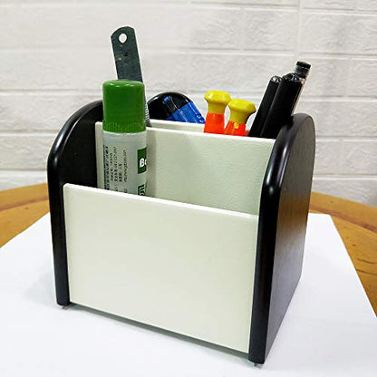 Rotating remote control caddy wood pen/pencil holder for desk organizer Simple black and white small item storage box HeBen7025