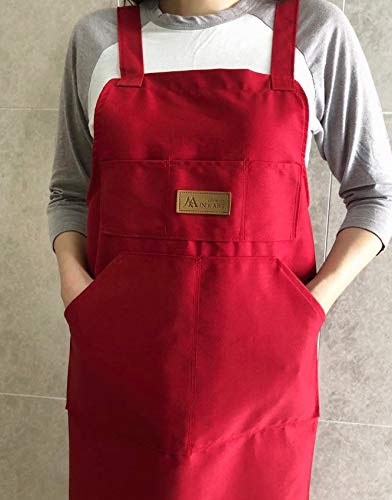 Artist apron / Long apron - Red - color: Red
