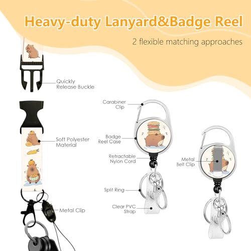 Capybara for ID Badge Holder, Cute Capybara ID Badge Holder - color: Capybara-brown
