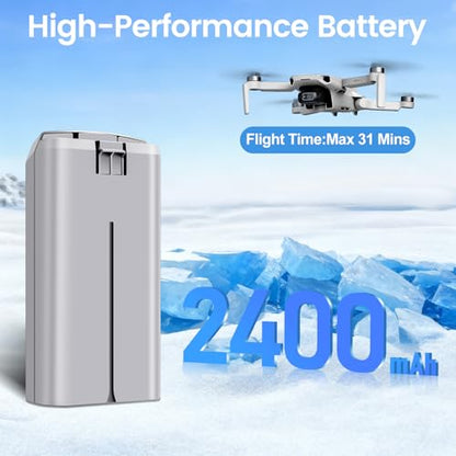 (2 Pack) 2400mAh Mini 2 Series Intelligent Flight Battery with Color LCD Display Three-Way Charging Hub, Max Flight Time 31 Mins,Compatible with DJI Mini 2/2 SE/SE/4K