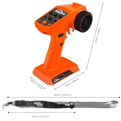 RC Remote Control 4CH 2.4G Transmitter with Receiver and Lanyard for RC Car Crawler Boat, Orange - color: Orange