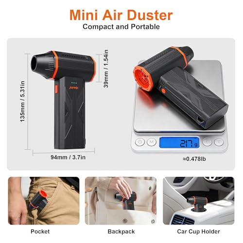 Compressed Air Duster,150000RPM High Speed brushless Motor Mini Blower - color: Black