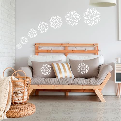 MWOOT 7 Pcs Mandala Stencils Set, 7 Sizes Flower Stencil Templates for Painting on Wood Tile Canvas, Wall Stencils for Crafts Reusable, Plastic Stencil for DIY Crafts and Scrapbook Decor 3-7.8"