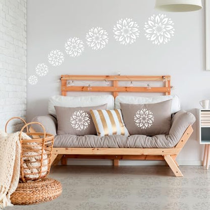 MWOOT 7 Pcs Mandala Stencils Set, 7 Sizes Flower Stencil Templates for Painting on Wood Tile Canvas, Wall Stencils for Crafts Reusable, Plastic Stencil for DIY Crafts and Scrapbook Decor 3-7.8"