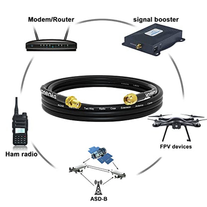 6FT SMA Male to Female RG58 Coaxial Cable + 5 SMA Adapters Kit - color: SMA Cable + 5pcs SMA Connectors, size: 6FT