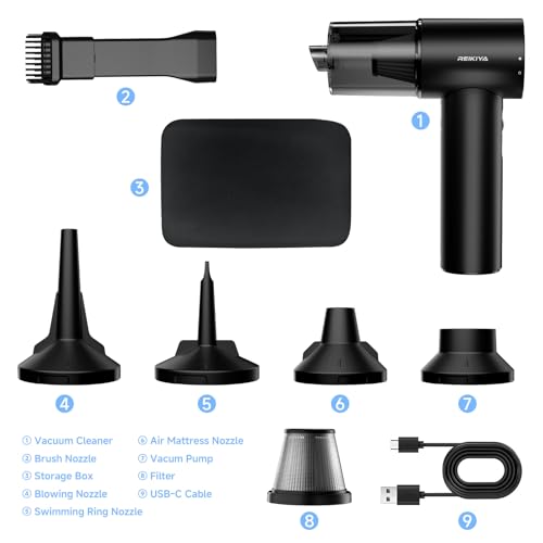 Computer Keyboard Cleaner Portable Vacuum and Compressed Air Duster Black - color: Black-18000pa
