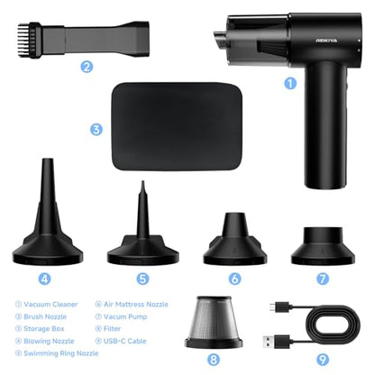 Computer Keyboard Cleaner Portable Vacuum and Compressed Air Duster Black - color: Black-18000pa