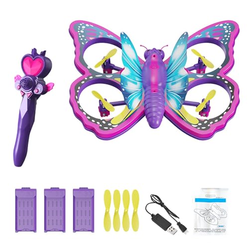 Mini Drone for Adults, Remote Control Butterfly Drone with LED Lights, RC Quadcopter with 3D Flips, Headless Mode, Altitude Hold, 3 Batteries, Small Flying Toys Drones for Beginners - size: 3 Batteries