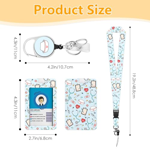 Nurse ID Badge Holder with Lanyard, Funny Docter Retractable Reel Clip - color: Nurse-blue