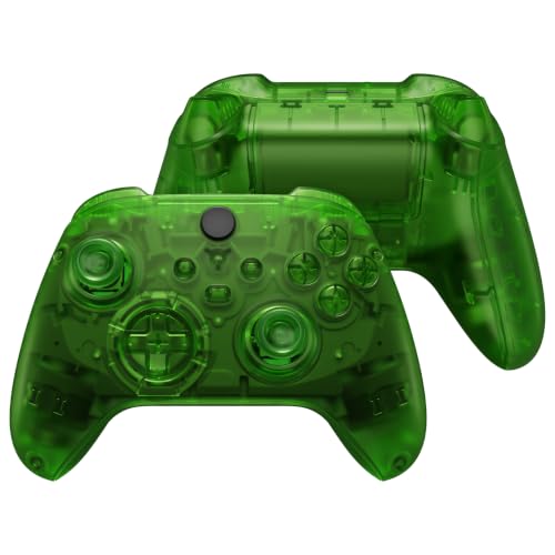 eXtremeRate Full Set Shell Buttons for Xbox Series X & S Controller, Clear Green Replacement Side Rails Grips Front Back Plate Cover for Xbox Core Wireless Controller [Controller NOT Included] - color: Clear Green